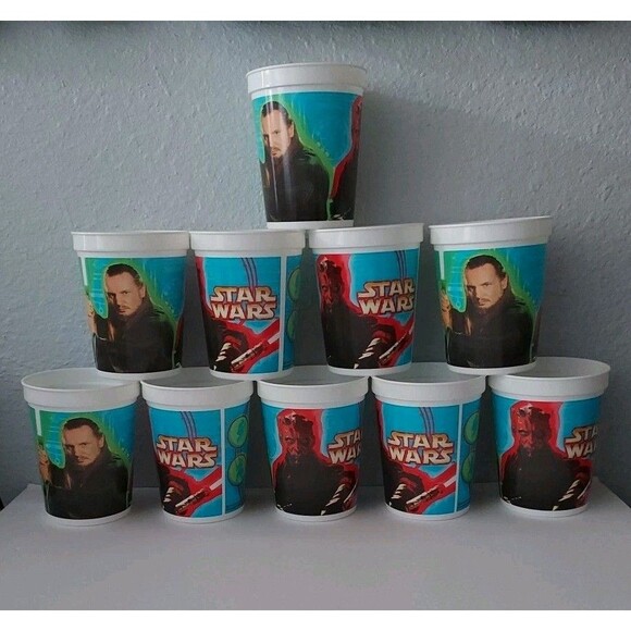 Vintage The Phantom Menace STAR WARS Hallmark 17oz Plastic Cups - Set of 10 - Picture 1 of 2